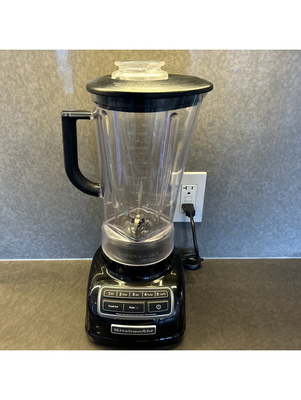 KitchenAid Diamond Blender KSB1575 OB Black 5-Speed w/ Jar & Lid - Tested